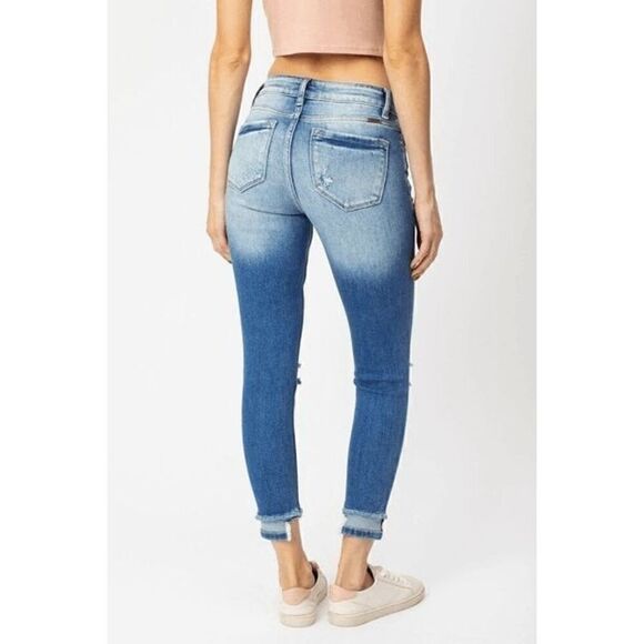 KanCan Mid Rise Skinny Ankle Reverse Hem Light Wash Jeans 15/31 - Picture 9 of 12
